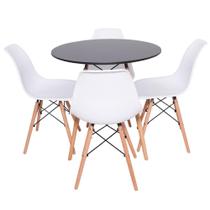 Conjunto Mesa Redonda Eiffel Preta 70cm com 4 Cadeiras Eiffel Branca