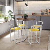Conjunto Mesa Redonda Imbuia 4 Cadeiras Pequena Estofado Industrial White Conjunto Mesa Redonda Imbuia 4 Cadeiras Pequena Estofado Industrial White