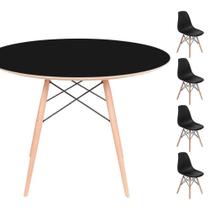 Conjunto Mesa Redonda Preta 120cm + 4 Cadeiras Preta