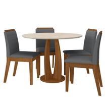 Conjunto Mesa Redonda Scala 4 Cadeiras Estofadas Frei/off/cinza - M.a
