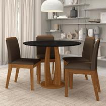 Conjunto Mesa Redonda Scala 4 Cadeiras Estofadas Frei/pto/marrom - M.a Conjunto Mesa Redonda Scala 4 Cadeiras Estofadas Frei/pto/marrom - M.a