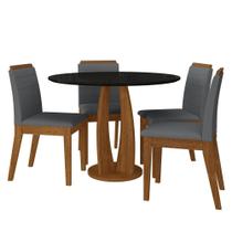 Conjunto Mesa Redonda Scala 4 Cadeiras Estofadas Freij/pto/cinza - M.a Conjunto Mesa Redonda Scala 4 Cadeiras Estofadas Freij/pto/cinza - M.a