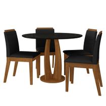 Conjunto Mesa Redonda Scala 4 Cadeiras Estofadas Freij/pto/preto - M.a