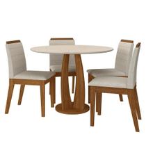 Conjunto Mesa Redonda Scala 4 Cadeiras Estofadas Freijó/off/bege - M.a