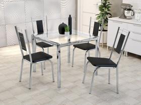 Conjunto Mesa Reno Tampo De Vidro Incolor Com 4 Cadeiras Cromada/preto Conjunto Mesa Reno Tampo De Vidro Incolor Com 4 Cadeiras Cromada/preto