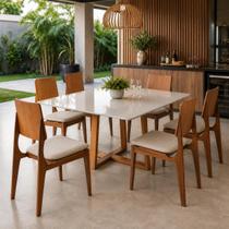 Conjunto Mesa Retangular 120x80cm + 6 Cadeiras Lugares Vidro Sala Jantar Varanda Espaço Conjunto Mesa Retangular 120x80cm + 6 Cadeiras Lugares Vidro Sala Jantar Varanda Espaço