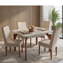 Conjunto Mesa Retangular Abeille 114x93 com 4 Cadeiras Vidro Off White / Mel Móveis São Carlos Conjunto Mesa Retangular Abeille 114x93 com 4 Cadeiras Vidro Off White / Mel Móveis São Carlos