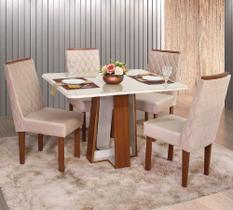 Conjunto Mesa Retangular Beatriz 4 Cadeiras com Apliques - São Carlos Conjunto Mesa Retangular Beatriz 4 Cadeiras com Apliques - São Carlos