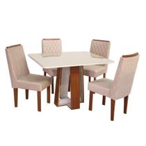 Conjunto Mesa Retangular Beatriz 4 Cadeiras com Apliques - São Carlos