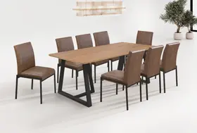 Conjunto Mesa Retangular Canadá Tampo Vidro 200cm 8 Cadeiras Atenas - Gol Decor