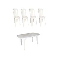 Conjunto Mesa Retangular E 4 Cadeiras Bistro Branco Kit 05Cj