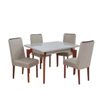 Conjunto Mesa Retangular Floripa 4 Cadeiras 1,140X0,93 Tampo em Vidro Off White