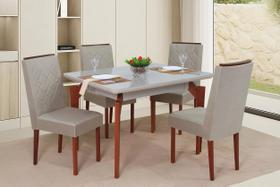 Conjunto Mesa Retangular Floripa 4 Cadeiras 1,140X0,93 Tampo em Vidro Off White