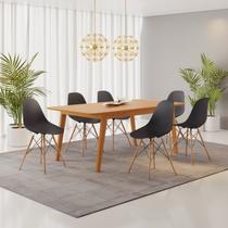 Conjunto Mesa Retangular MDF com 6 Cadeiras Eames PP Yescasa Conjunto Mesa Retangular MDF com 6 Cadeiras Eames PP Yescasa
