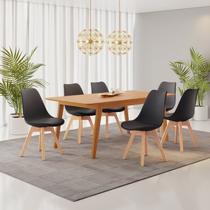 Conjunto Mesa Retangular MDF com 6 Cadeiras Saarinen PP Yescasa Conjunto Mesa Retangular MDF com 6 Cadeiras Saarinen PP Yescasa