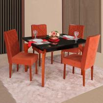 Conjunto Mesa Retangular Vidro Floripa 4 Cadeiras com Apliques - São Carlos Conjunto Mesa Retangular Vidro Floripa 4 Cadeiras com Apliques - São Carlos