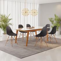 Conjunto Mesa Retangular Vidro/MDF com 6 Cadeiras Eames PP