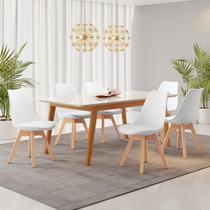 Conjunto Mesa Retangular Vidro/MDF com 6 Cadeiras Saarinen PP - Espresso Móveis