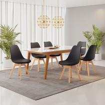 Conjunto Mesa Retangular Vidro/MDF com 6 Cadeiras Saarinen PP