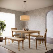 Conjunto Mesa Rubi com 2 Bancos e 2 Cadeiras Freijó Madeira Pinus - Finestra