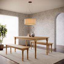 Conjunto Mesa Rubi com 2 Bancos Freijó Madeira Pinus - Finestra