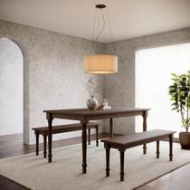 Conjunto Mesa Rubi com 2 Bancos Madeira Pinus Café - Finestra