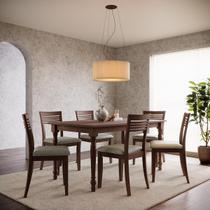 Conjunto Mesa Rubi com 6 Cadeiras Madeira Pinus Café - Finestra