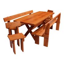 Conjunto Mesa Rústica 2m 2 Bancos e 2 Cadeiras Madeira Maciça Angelim Conjunto Mesa Rústica 2m 2 Bancos e 2 Cadeiras Madeira Maciça Angelim