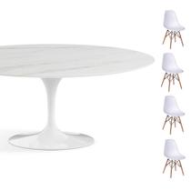 Conjunto Mesa Saarinen Oval Espirito Santo 160X90cm + 4 Cadeiras Eames DSW - Branca