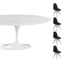 Conjunto Mesa Saarinen Oval Espirito Santo 160X90cm + 4 Cadeiras Eames DSW - Preta - ordesign