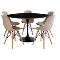 Conjunto Mesa Saarinen Preta 120cm e 5 Cadeiras Eames Fendi