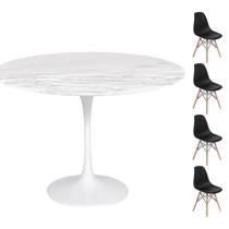 Conjunto Mesa Saarinen Redonda Espirito Santo 107cm + 4 Cadeiras Eames DSW - Preta