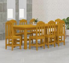 Conjunto Mesa Safira Em Madeira Maciça 200x88 Com 8 Cadeiras Cerejeira
