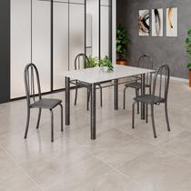 Conjunto Mesa Sala de Jantar 4 Cadeiras Iris B Prata/Preto