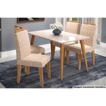 Conjunto: Mesa Sala Jantar Adele Madeira Maciça Tampo Madeirado c/ Vidro 130x80cm e 4 Cadeiras Paola Savana-Madeirado/Suede Nude Bege - Cimol Conjunto: Mesa Sala Jantar Adele Madeira Maciça Tampo Madeirado c/ Vidro 130x80cm e 4 Cadeiras Paola Savana-Madeirado/Suede Nude Bege - Cimol