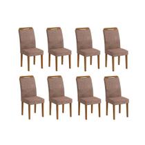 Conjunto: Mesa Sala Jantar Athenas Kit 8 Un Capuccino/Animale Chocolate - Rufato