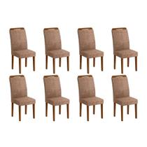 Conjunto: Mesa Sala Jantar Athenas Kit 8 Un Capuccino/Animale Chocolate - Rufato