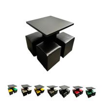 Conjunto Mesa Sala Jantar C/ 4 Cadeiras Puffs P/ Casal - Mercadão dos Puffs