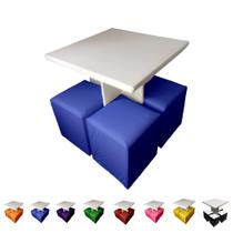 Conjunto Mesa Sala Jantar C/ 4 Cadeiras Puffs P/ Sacada