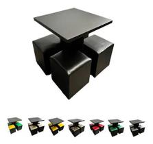 Conjunto Mesa Sala Jantar C/ 4 Cadeiras Puffs P/ Sacada