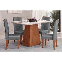 Conjunto: Mesa Sala Jantar Dulce Tampo Madeirado c/ Vidro Reto 180x90cm e 4 Cadeiras Zoe Freijo/Off White - Suede Lunar - DJ Móveis Conjunto: Mesa Sala Jantar Dulce Tampo Madeirado c/ Vidro Reto 180x90cm e 4 Cadeiras Zoe Freijo/Off White - Suede Lunar - DJ Móveis