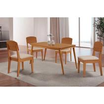 Conjunto: Mesa Sala Jantar Havana Curvo 120cm + 4 Cadeiras Havana Naturale - Suede Creme - Rufato Conjunto: Mesa Sala Jantar Havana Curvo 120cm + 4 Cadeiras Havana Naturale - Suede Creme - Rufato