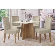 Conjunto: Mesa Sala Jantar Lótus Tampo Madeirado c/ Vidro 80x120cm e 4 Cadeiras 2CAD129 Nogueira/Off White/Vidro Off White - Linho Beg - Kappesberg Conjunto: Mesa Sala Jantar Lótus Tampo Madeirado c/ Vidro 80x120cm e 4 Cadeiras 2CAD129 Nogueira/Off White/Vidro Off White - Linho Beg - Kappesberg