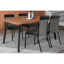 Conjunto: Mesa Sala Jantar Stellar 1597 Aço c/ Tampo Madeirado 160x90cm e 4 Cadeiras Duo Preto/Nogal - Preto/Grafite - Preto - Carraro Conjunto: Mesa Sala Jantar Stellar 1597 Aço c/ Tampo Madeirado 160x90cm e 4 Cadeiras Duo Preto/Nogal - Preto/Grafite - Preto - Carraro
