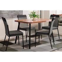 Conjunto: Mesa Sala Jantar Stellar 1598 Aço c/ Tampo Madeirado 120x80cm e 4 Cadeiras Duo Preto/Nogal - Preto/Grafite - Preto - Carraro Conjunto: Mesa Sala Jantar Stellar 1598 Aço c/ Tampo Madeirado 120x80cm e 4 Cadeiras Duo Preto/Nogal - Preto/Grafite - Preto - Carraro