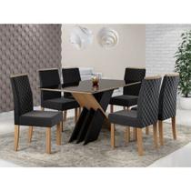 Conjunto Mesa Sarah Vidro com 6 Cadeiras Elegance Sonetto Móveis