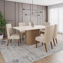 Conjunto Mesa Solana 160cm com Vidro 06 Cadeiras Anne Conjunto Mesa Solana 160cm com Vidro 06 Cadeiras Anne