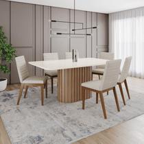 Conjunto Mesa Solana 160cm com Vidro 06 Cadeiras Elena