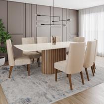 Conjunto Mesa Solana 200cm com Vidro 08 Cadeiras Anne