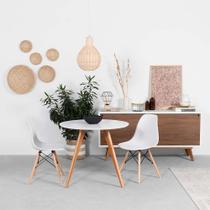 Conjunto Mesa Square Redonda 88cm com 2 Cadeiras Eiffel Branco Conjunto Mesa Square Redonda 88cm com 2 Cadeiras Eiffel Branco